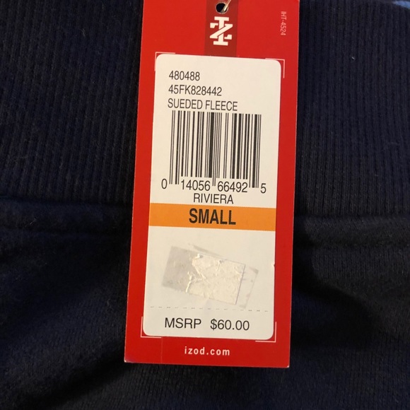 IZOD Small Blue Sueded Fleece Jersey - New - Picture 5 of 5